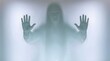 © Studio Zenith - Silhouette mystérieuse derrière un rideau translucide avec les mains