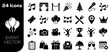 © Nayan - Event planning and celebration icon set with Black silhouette festive icons party balloons, music notes, and fireworks