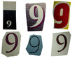 © djjeep_design - Number nine real cut out from newspapers and magazines, isolated on white background. Ransom note style collage element with mixed typography. Magazine print cutout digit number 9