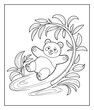 © Vect Village - Cute and funny animal panda black line art vector coloring page for kids, Ready to print outline illustration for activity book design