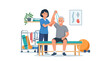 © gabriel - Physical therapist assisting senior with exercise using resistance band