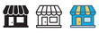 © Alamin vai vision 3 - Shop storefront icon set, store retail boutique market awning sales small business outline flat colored vector illustration icon collection isolated