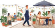 © MSTNAJMA - Outdoor café vector illustration with social dining