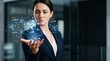 © Naret - Federated learning network cyber security data protection digital shield business woman office hand technology hologram