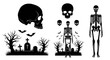 © Bayu - Black silhouette of human skeleton bones.
