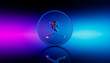 © Rendara Studio - 3D neon sphere motion with woman leaping in vibrant light
