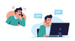 © Riyadh - Stressed customer service representative with a headset being yelled at by an angry client on a phone during a difficult support call.