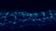 © Alina - Abstract blue network background on dark. Glowing connected nodes and lines form futuristic digital mesh. Technology communication and data visualization concept.