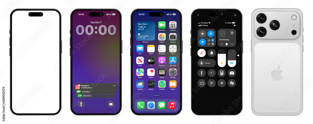 Realistic Apple iPhone 17 Pro UI mockup isolated with iOS 26 liquid ...