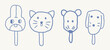© Anna - kid's ice cream on sticks as animals set in hand drawn style in vector. Element for design advertisement mail posts poster print postcard banner decor backgrounds