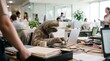 © mrBZ - Sloth working at a laptop in an office setting