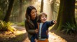 © Pranto - Happy Family Photo Young Boy Image Smiling Mother Design Joyful Moment Illustration Forest Adventure Vector Sunny Path Background Loving Parent Theme Excited Child Art Wallpaper Background image