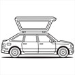 © Ms laiba - Car with Open Roof Rack, Vehicle with Luggage Carrier, Travel Transport Icon, Road Trip Accessory