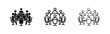 © drawing lines - Business Meeting and Conference Table Icon Set in Solid Line and Hand Drawn Styles