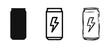 © drawing lines - Energy Drink Can Icon Set with Lightning Bolt in Solid Outline and Hand Drawn Sketch Styles