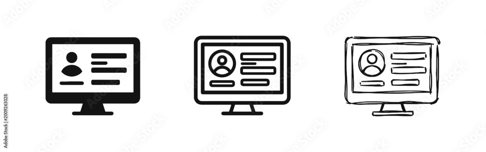 Computer Screen with User Profile Icon Set - Digital ID and Account ...
