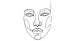 © rasyy - Minimalist Line Art Portrait of a Woman's Face, Elegant Continuous Line Drawing