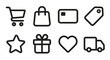 © VectorGomes - Vector icon set for e-commerce interfaces, online retail platforms, and shopping app design. Bold rounded outline style for digital storefronts, checkout flows, and commercial UI/UX projects.