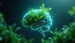 © Vadym - Human brain with growing green plants symbolizing mental health and cognitive development. Conceptual idea for mind clarity and wellness. Nourishment for thoughts and ideas.