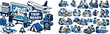 © Svitlana - Diverse travel planning and vacation activities illustrated in a blue color scheme