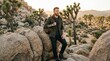 © Viacheslav - Ginger man with tattoos in Joshua Tree, cinematic desert portrait with rugged rocks, adventurous outdoor lifestyle and authentic travel mood, premium tourism concept with strong human presence, soft