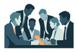 © Rear Collection - Set of four professional business vector illustrations featuring growth charts financial success and team meeting collaboration