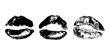 © Daria Shane - Set of lipstick kiss print Different shapes of lips Black imprint Female sexy lips makeup Design elements for beauty fashion poster Valentines Day wedding