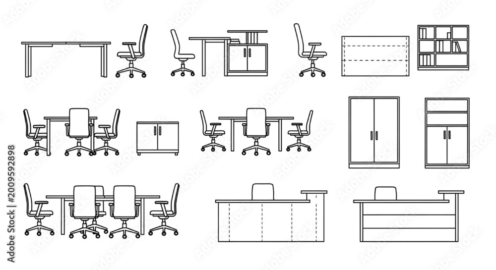 Workspace Cad Blocks Office Furniture CAD Block Collection with Workstations, Chairs, Desks ...