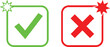 © Rehena - Green check mark and red cross mark icons with star shapes Vector