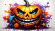 © Yulia - Halloween pumpkin with colorful paint splashes.
