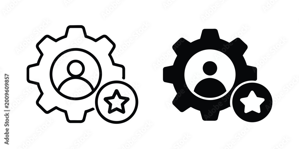 Skill icons vector illustration set featuring outline and solid black ...