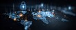 © wpw - We see a firewall providing protection as encryption and authentication act as a cyber defense for the security of global communications in a digital era.