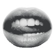 © Vectarica - Retro halftone vector illustration of a pair of lips isolated on white background with halftone illustration isolated background portrait