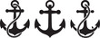 © Soriyea - Three nautical anchors in black and white vector style