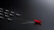 © Ahmed - Creative leadership concept with red paper boat moving ahead from group symbolizing strategy growth and forward thinking