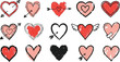 © Mend - Heart Doodle Icon Set. Heart doodle icon set with love romance valentine hand drawn sketch symbols collection in vector