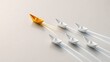 © Ahmed - Leadership concept with yellow paper boat leading white boats, business strategy direction teamwork success innovation