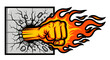 © Fahrun - Fist Breaking Through Wall with Flames.