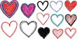© Mend - Heart Doodle Icon Set. Heart doodle icon set with love romance valentine hand drawn sketch symbols collection in vector