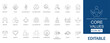 © Kawsar - Core values and business ethics icon set. Vector symbols for integrity, trust, and teamwork. Thin line style for corporate culture, leadership, and sustainability.