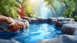 © Putra - Serene Tropical Hot Spring Pool Surrounded by Lush Greenery Above