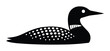 © Haseeb's Work - Stylized black loon vector illustration, minimalist common loon bird silhouette, elegant aquatic waterfowl icon, simple wildlife graphic for nature designs