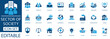 © Pixel Flat Design - Sector of Society icon set. Covers Government, Education, Healthcare, Finance, Industry, and Infrastructure for social and economic concepts. By Pixel Flat Design