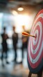 © Anca - An arrow pierces the center of a target, symbolizing precise aim, focus, and strategic goal achievement. ..Created with Generative AI, not depicting real subjects.