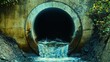 © Risa - Concrete drainpipe, dark opening, flowing water