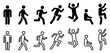 © Stocklume - Stick figure man icons showing standing walking and running actions | People symbols in various poses for infographic design | Black vector silhouette