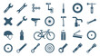 © ayat 02 - Bicycle repair tools and parts icon set, cycling maintenance equipment symbols for sports, transportation and bike service repair concept vector design