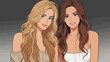 © hakule - Two Beautiful Female Friends Posing for a Portrait Illustration