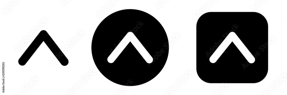 Chevron up icon set in button style with upward arrow symbol. Expand ...