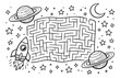 © iVGraphic - Hand drawn line art illustration of a space maze depicting a cosmic journey for children's entertainment